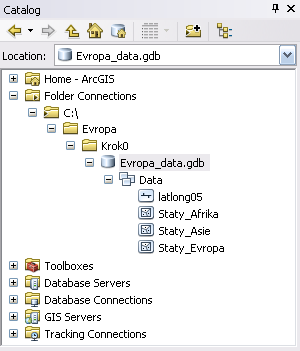 Geodatabáze v Catalogu