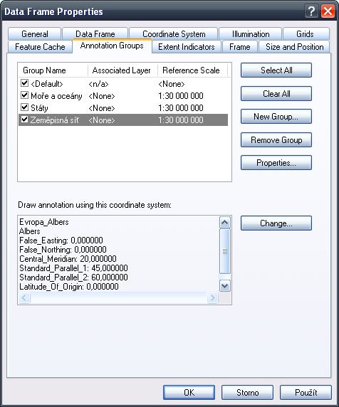 Nastavení Annotation Groups